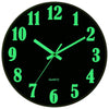 JoFomp Glow in The Dark Clock, 12 Inch Modern Silent Non Ticking Wall Clocks Battery Operated, Night Light Wall Clock for Living Room Decor, Wall Clock Decorative for Kitchen Bedroom (Green) - 8 INCH