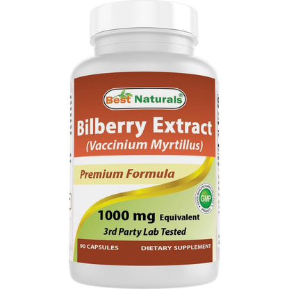 Best Naturals Bilberry Extract 1000mg Capsule (Non-GMO) Supports Healthy Vision, 90 Count