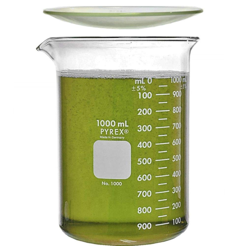 Buy now Corning Pyrex 1000-1L, 1000ml Glass Beaker with Corning Pyrex 9985-125, 125mm Watch Glass, Low Form Griffin, Double Scale (Single) at indiglob india