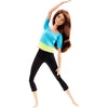 Barbie Made To Move Doll, Ultra-Posable, 22 Points To Bend, Black Leggings, Color-Blocked Top, Long Blond Hair - Blue