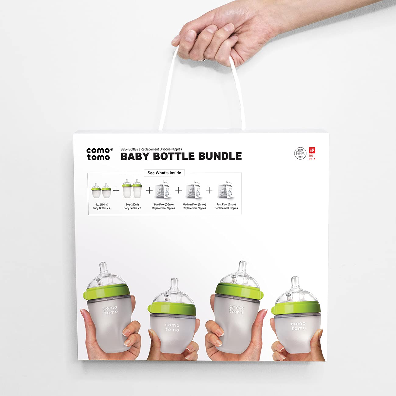 Buy now Comotomo Baby Bottle Bundle, Green, (7 Piece Set) at indiglob india
