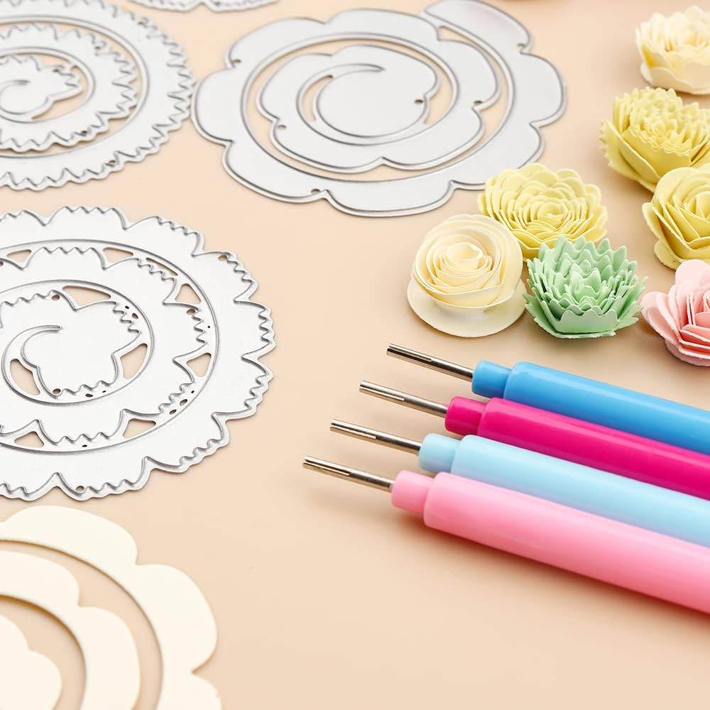 8Pcs 3D Flowers Spiral Metal Cutting Dies for Card Making DIY Scrapbooking Embossing Stencil Die Cuts Punch Template Mould Arts Crafts Metal Cutting Dies for Paper Crafting Handmade Crafts - My Store