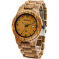 BEWELL ZS-W086B Wooden Watch Men Gifts Handmade Date Display Quartz Movement Analog Lightweight Wood Wrist Watches
