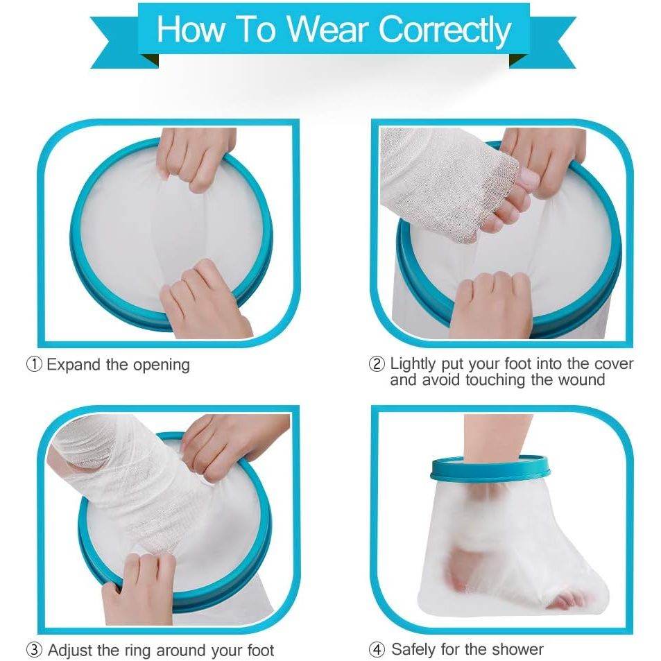100% Waterproof Foot Cast Cover Wound Protector for Shower Bath, Watertight Cast Bag Covers for Broken Surgery Foot, Wound and Burns - Reusable [2025 Upgrade] - My Store