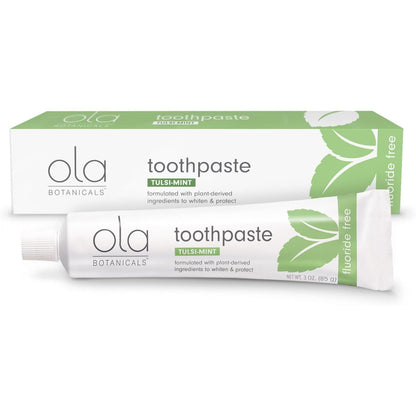 Dr. Mercola Ola Botanicals Toothpaste - Fluoride-Free Toothpaste - Natural Plant-Based Tooth Cleaner - No SLS or Artificial Additives - Tulsi-Mint Flavor - 3 oz