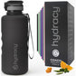 Hydracy Water Bottle with Time Marker -Large BPA Free Water Bottle & No Sweat Sleeve -Leak Proof Gym Bottle with Fruit Infuser Strainer & Times to Drink -Ideal for Fitness Sports & Outdoors