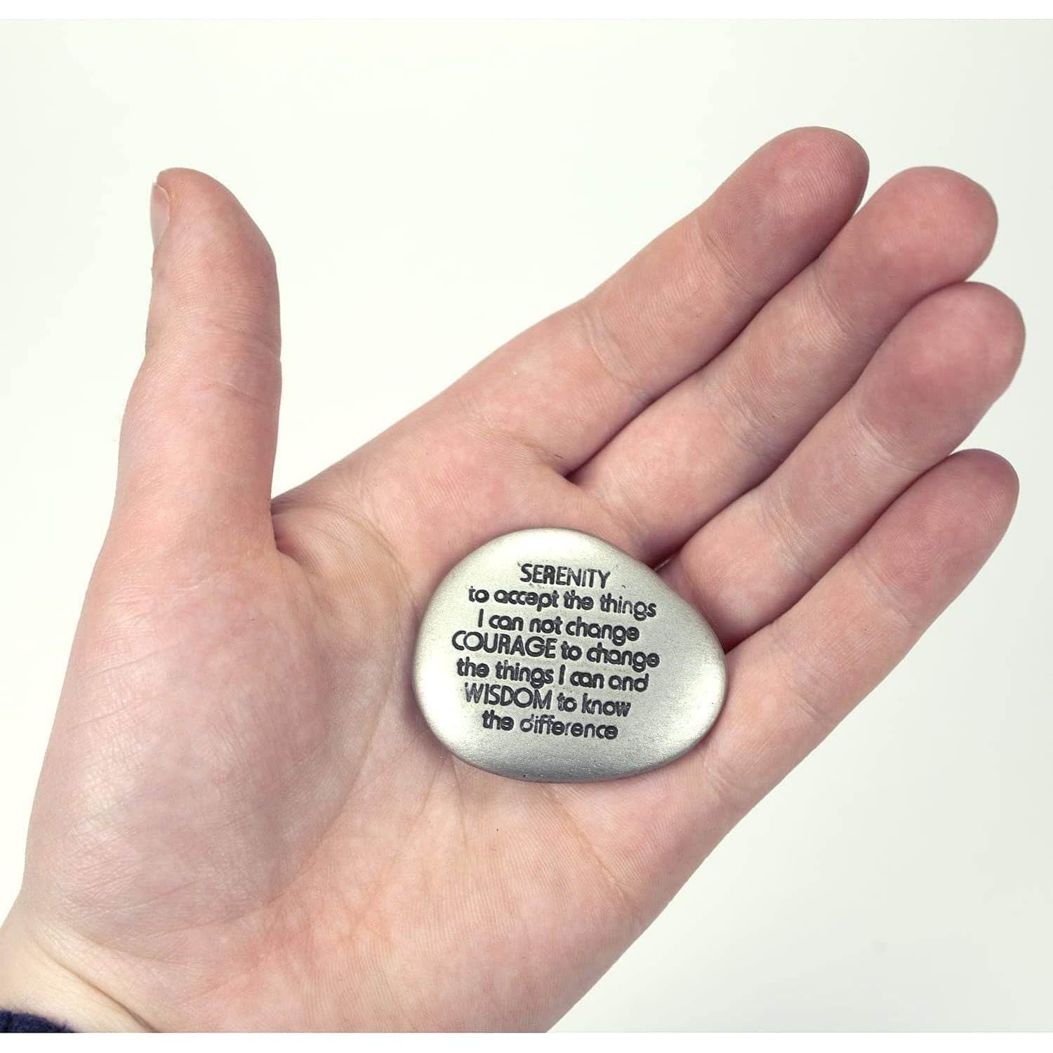 Cathedral Art Serenity Prayer Soothing Stone - Engraved Rock with Inspirational Words, Mindfulness and Meditation Stones for Stress, Worry, and Anxiety, 1-1/2-Inch, Silver - My Store