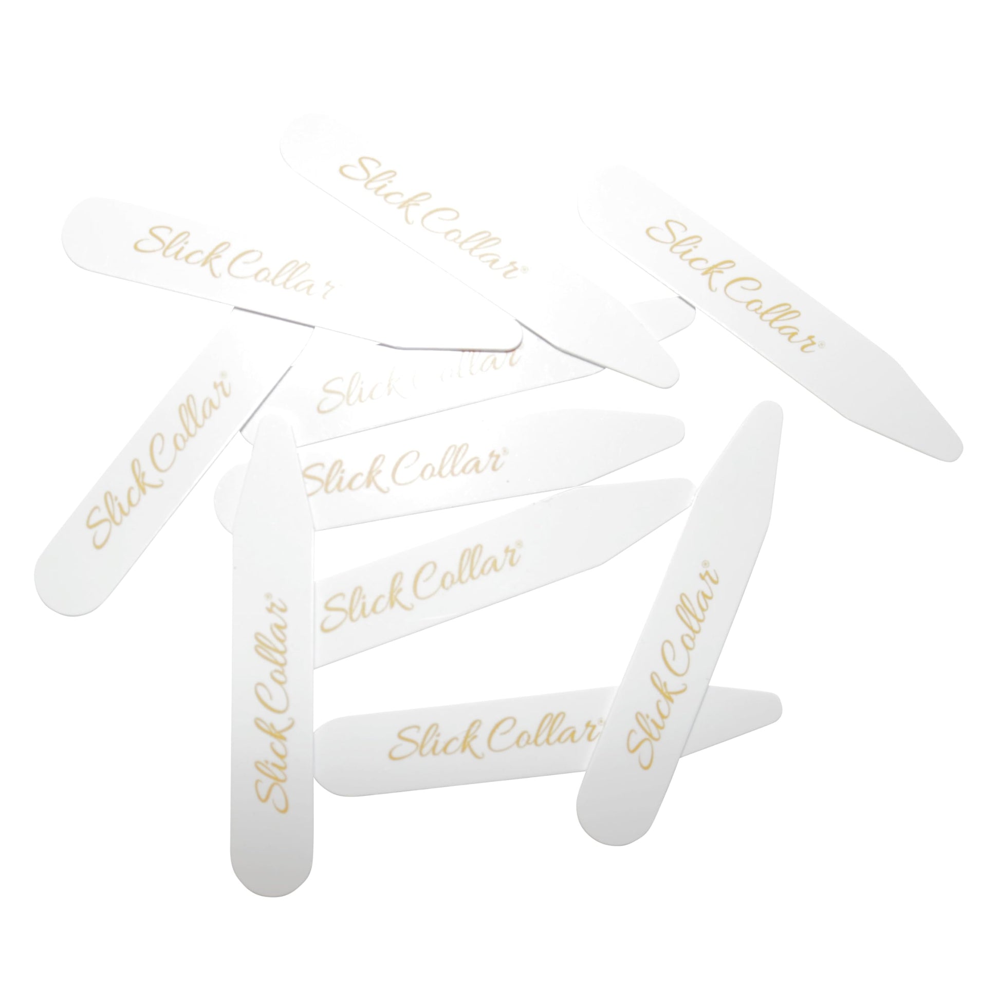 Buy now Slick Collar Shirt Collar Support System set with 3 adjustable, 10 premium Collar Stays & a Durable tin Travel EDC Box in White at indiglob india