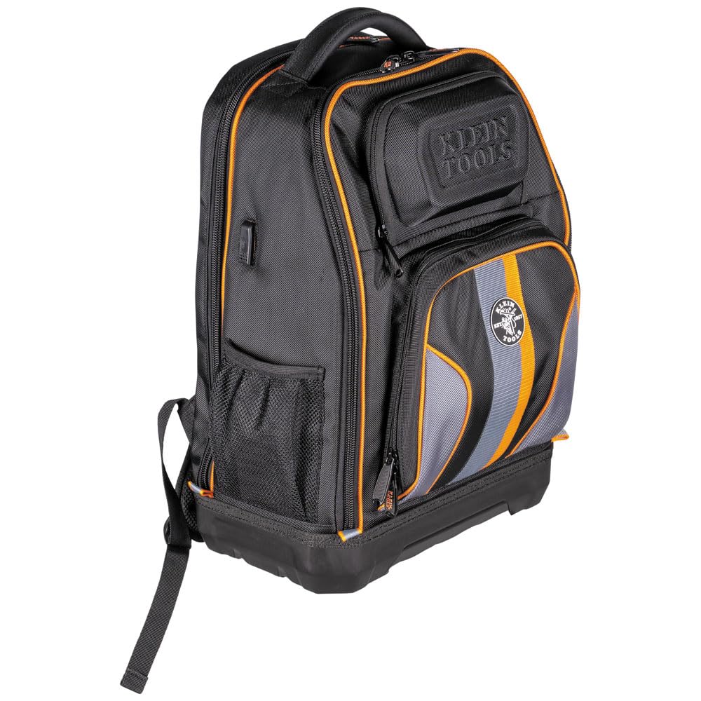 Buy now Klein Tools 62805BPTECH 28-Pocket Laptop Backpack Tool Bag, Tradesman Pro Extra-Large Tech Tool Backpack with Molded Bottom, Charging Port at indiglob india
