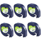 FlyLong 6pack Compatible Label Tape Replacement for DYMO Letratag 91330 Paper Refills 12mm x 4m (1/2 Inch x 13 Feet) Black on White Label Tapes 10697 for DYMO LetraTag Plus LT100H LT100T Label Makers