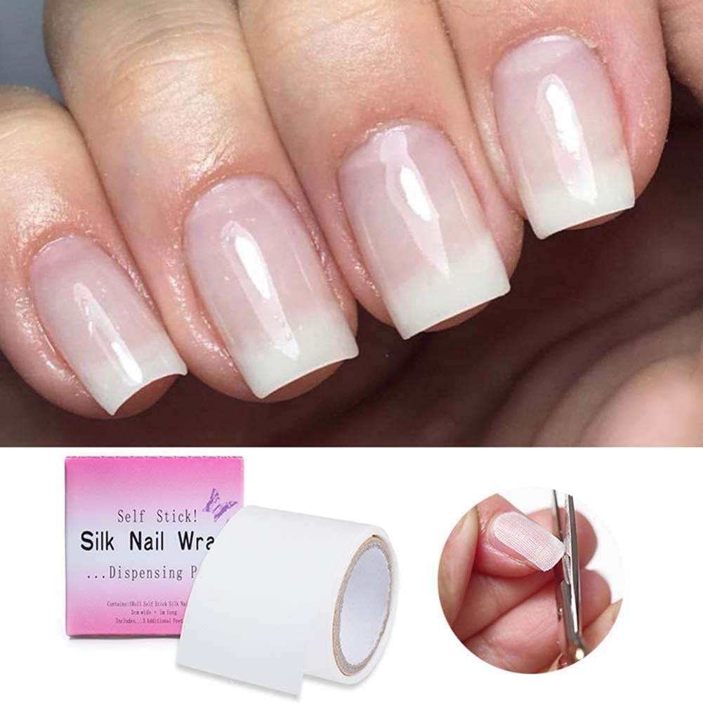 1 Roll Nail Repair Fiberglass Silk Wrap Self Adhesive Anti Damage DIY Strong Protect Reinforce Extension Sticker,Nail Repair Reinforce Nail Protector Nail Art Tool for Home Use or Salon - My Store