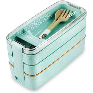 Iteryn Bento Box Lunch Box, 3-In-1 Compartment Lunch Containers - Wheat Straw, Leakproof Stackable Bento Lunch Box for Meal Prep