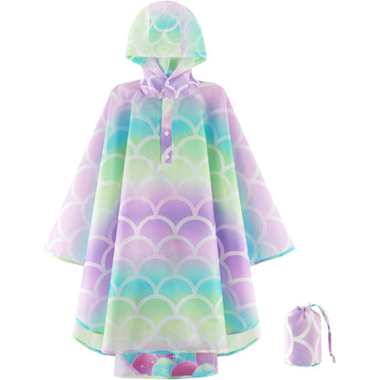 WAWSAM Lightweight Kids Rain Poncho Reusable Toddler Raincoat Waterproof Rain Jacket