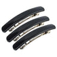 3 Pack Shiny Face Elegant Arched Triple Clipping French Barrettes Bow Tortoise Plastic Cover and Metal Clasp Style Bun Ponytail Clips for Thick Hair Chignon Hair Ornament (2.6" Black 2 Pack)