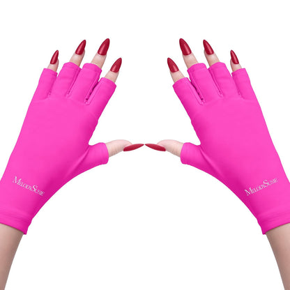 MelodySusie UV Gloves for Gel Nail Lamp, Professional UPF50+ UV Protection Gloves for Manicures, Art Skin Care Fingerless Glove for Women Men Protect Hands from Sun and Nail Dryer Harm (Black)