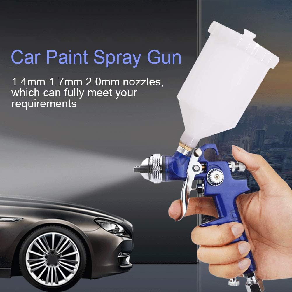 Buy now HVLP Spray Gun with Replaceable 1.4mm 1.7mm 2.0mm Nozzles Needle Cap Automotive Air Paint Sprayer Gun Kit with 600cc Capacity Cup for Car Primer,Furniture Surface Spraying,Wall Painting,Base Coatings at indiglob india