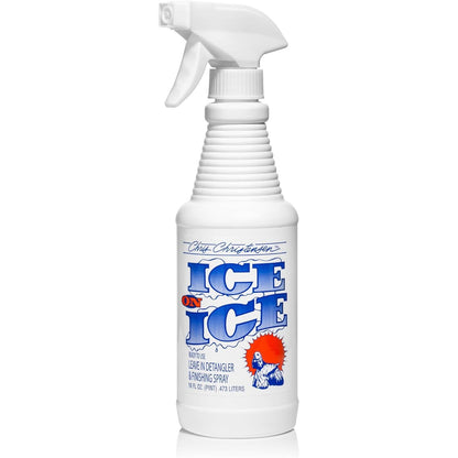 Chris Christensen Ice on Ice Detangler and Finishing Dog Spray, Groom Like a Professional, Ready to Use, Helps Brush/Comb Glide Through Coat, Conditions, No Residue, All Coat Types, Made in USA, 16 oz