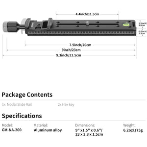 Neewer 200mm Professional Rail Nodal Slide Metal Quick Release Clamp for Camera