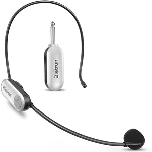 Bietrun UHF Wireless Microphone Headset, 165ft Range, Working Time 6H, 1/4''Plug, Wireless Headset Mic ＆Handheld Mic 2 in 1, for Karaoke Speaker, Amplifier, Speakers, PA System, Teaching, Fitness