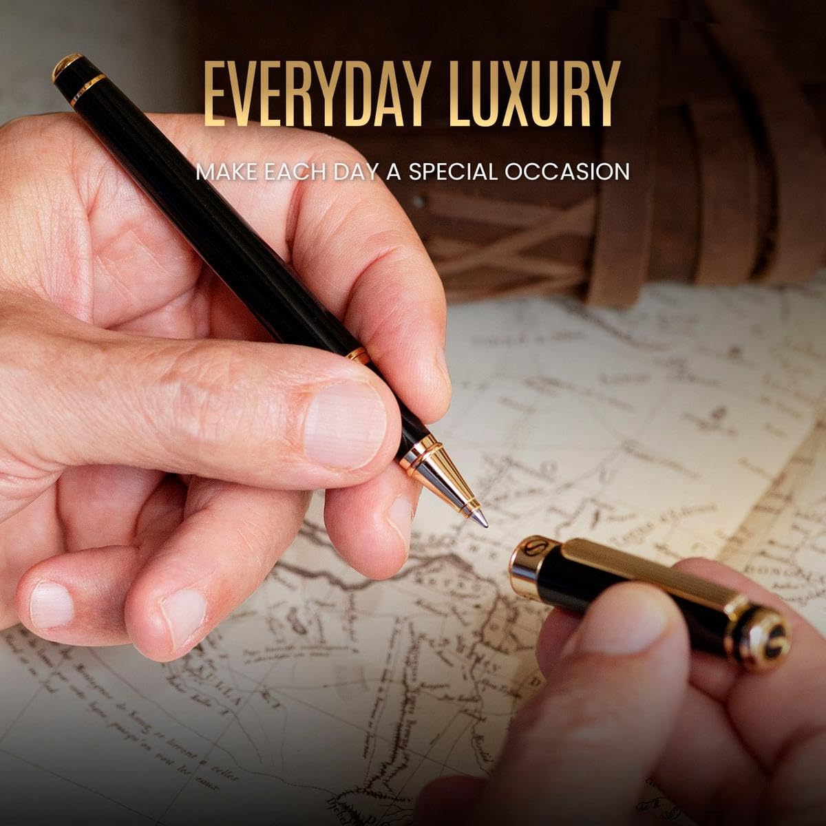 Buy now Scriveiner Black Lacquer Rollerball Pen - Stunning Luxury Pen, Real Gold Plating, Schmidt Ink Refill, Best Roller Ball Gift Set for Men & Women, Professional, Executive Office, Nice Pens at indiglob india
