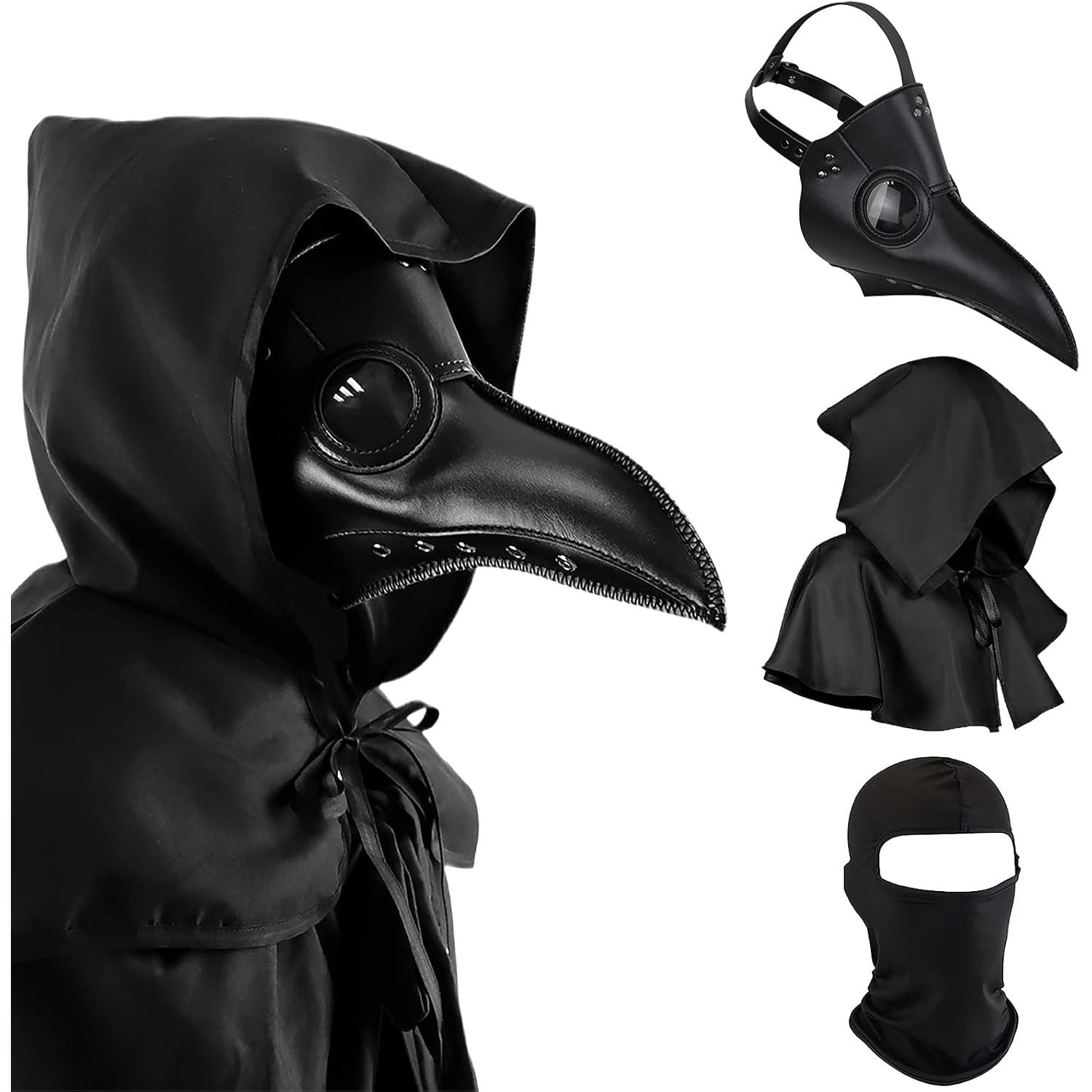 Buy now Halloween Plague Doctor Mask Plague Doctor Costume Obito Mask Steampunk Halloween Mask Horror Scary Halloween Mask Costume Props for Party Prom Halloween Gifts Set（3-pc Set） (Black), 12 inches Default at indiglob india