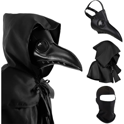 Buy now Halloween Plague Doctor Mask Plague Doctor Costume Obito Mask Steampunk Halloween Mask Horror Scary Halloween Mask Costume Props for Party Prom Halloween Gifts Set（3-pc Set） (Black), 12 inches at indiglob india