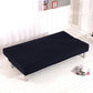 Solid Colour Armless Sofa Bed Cover Polyester Spandex Stretch Futon Slipcover 3 Seater Elastic Full Folding Couch Sofa Shield fits Folding Sofa Bed Without Armrests 80" x 50" in (Black)