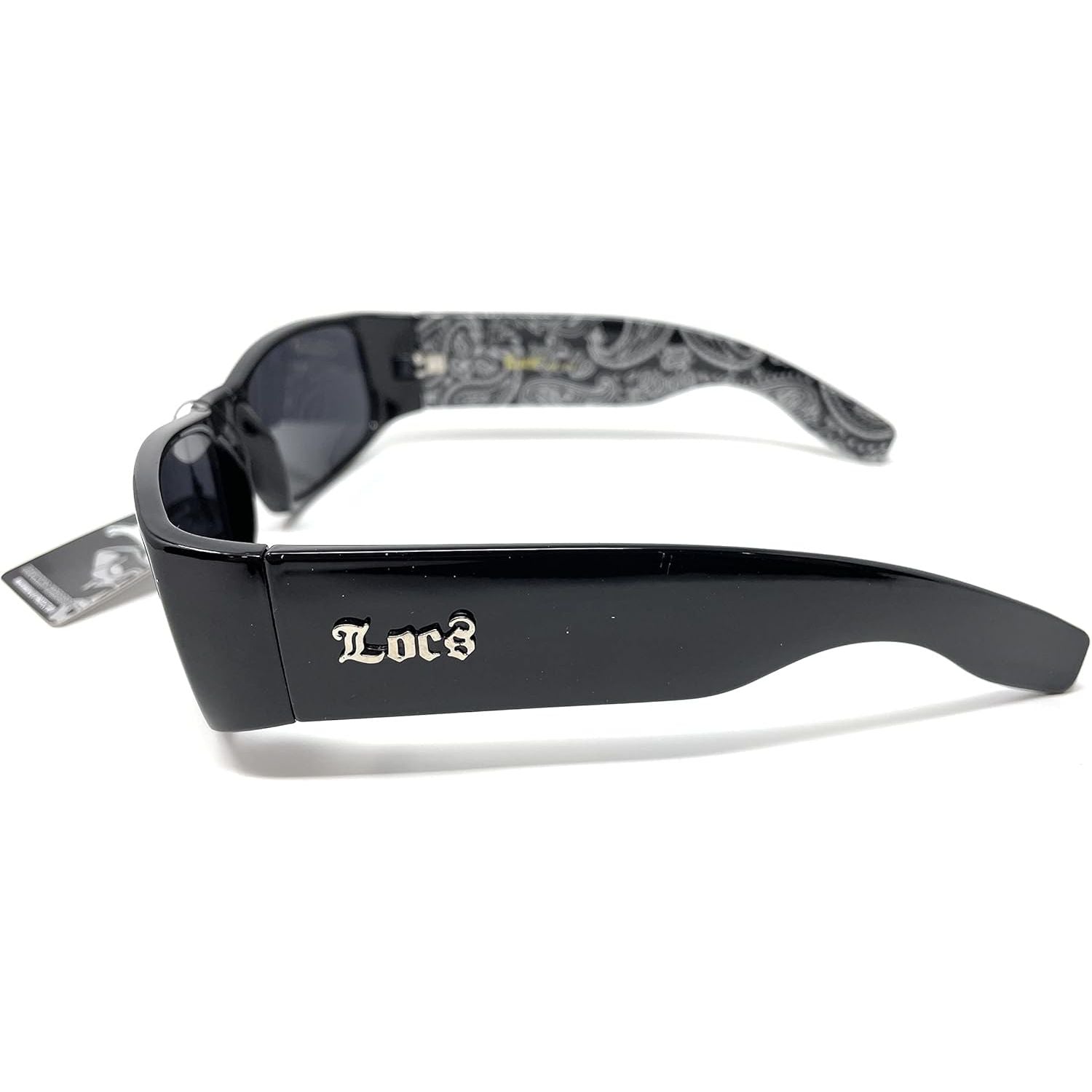 Buy now Locs Mens Hardcore Wrap Around Sunglasses with Bandana Print Inside, Black - Black Inside, Medium at indiglob india