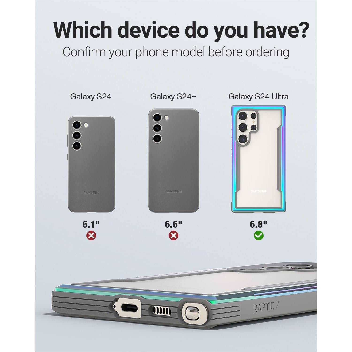 Buy now RAPTIC Shield Crystal Case for Samsung Galaxy S24 Ultra, [13FT Mil-Grade Drop Protection], [Not Yellowing Tech], Durable Anodized Shockproof Aluminum Frame Slim Samsung S24 Ultra Case, Iridescent at indiglob india