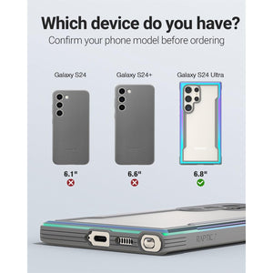 RAPTIC Shield Crystal Case for Samsung Galaxy S24 Ultra, [13FT Mil-Grade Drop Protection], [Not Yellowing Tech], Durable Anodized Shockproof Aluminum Frame Slim Samsung S24 Ultra Case, Iridescent