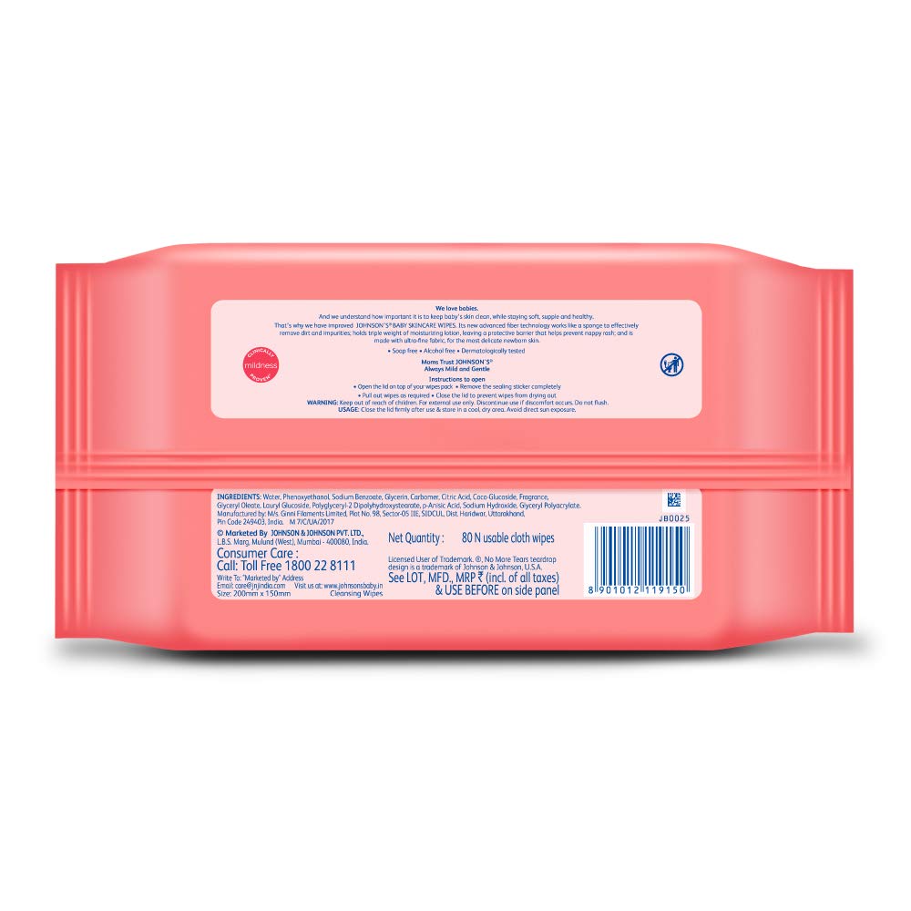 Buy now Johnsons Baby Skincare Wipes 72 sheets at indiglob india