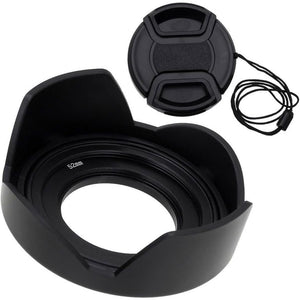 Fotodiox Reversible Lens Hood Kit for E-Mount PZ 16-50mm F3.5-5.6 OSS E-Mount Power Zoom Lens, Reversible Tulip Flower Hood w/Cap