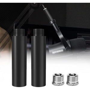 Buy now Mic Stand Extension Tube, 5/8" Female to 5/8" Male Microphone Extension Pipe Microphone Stand Extender with 2 Screw Aadpters for Desk Boom Arm Stands, 2Pcs at indiglob india