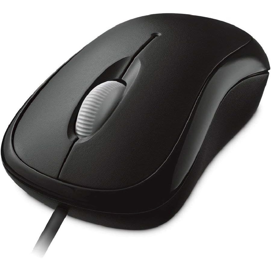 Microsoft Basic Optical Mouse - Black. Comfortable, Right/Left Hand Use, Ergonomic Design, Wired USB Mouse, for PC/Laptop/Desktop