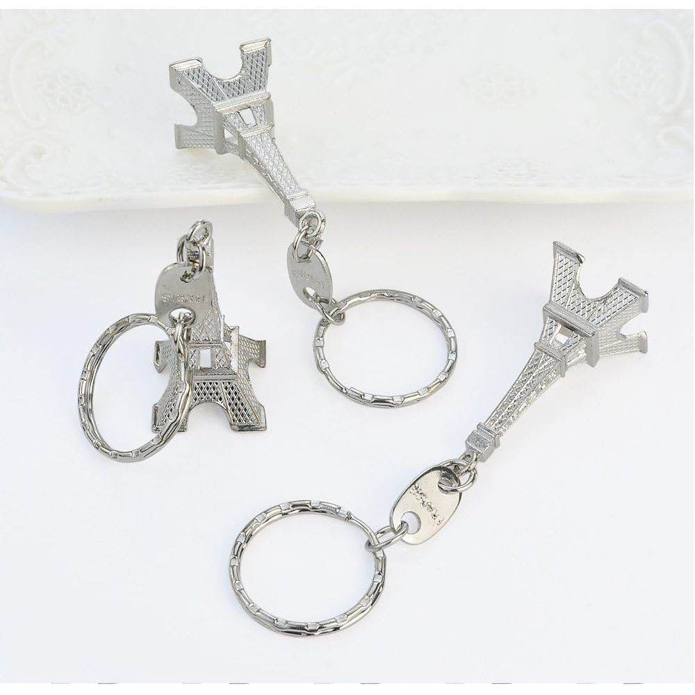 baotongle 15pcs Eiffel Tower Keyring, Paris Eiffel Tower Keychains 3-D Key Ring French Souvenirs Retro Adornment Cute Lovely Decorative Metal Craft Art Statue Model for Table Decor Gifts Silver - My Store