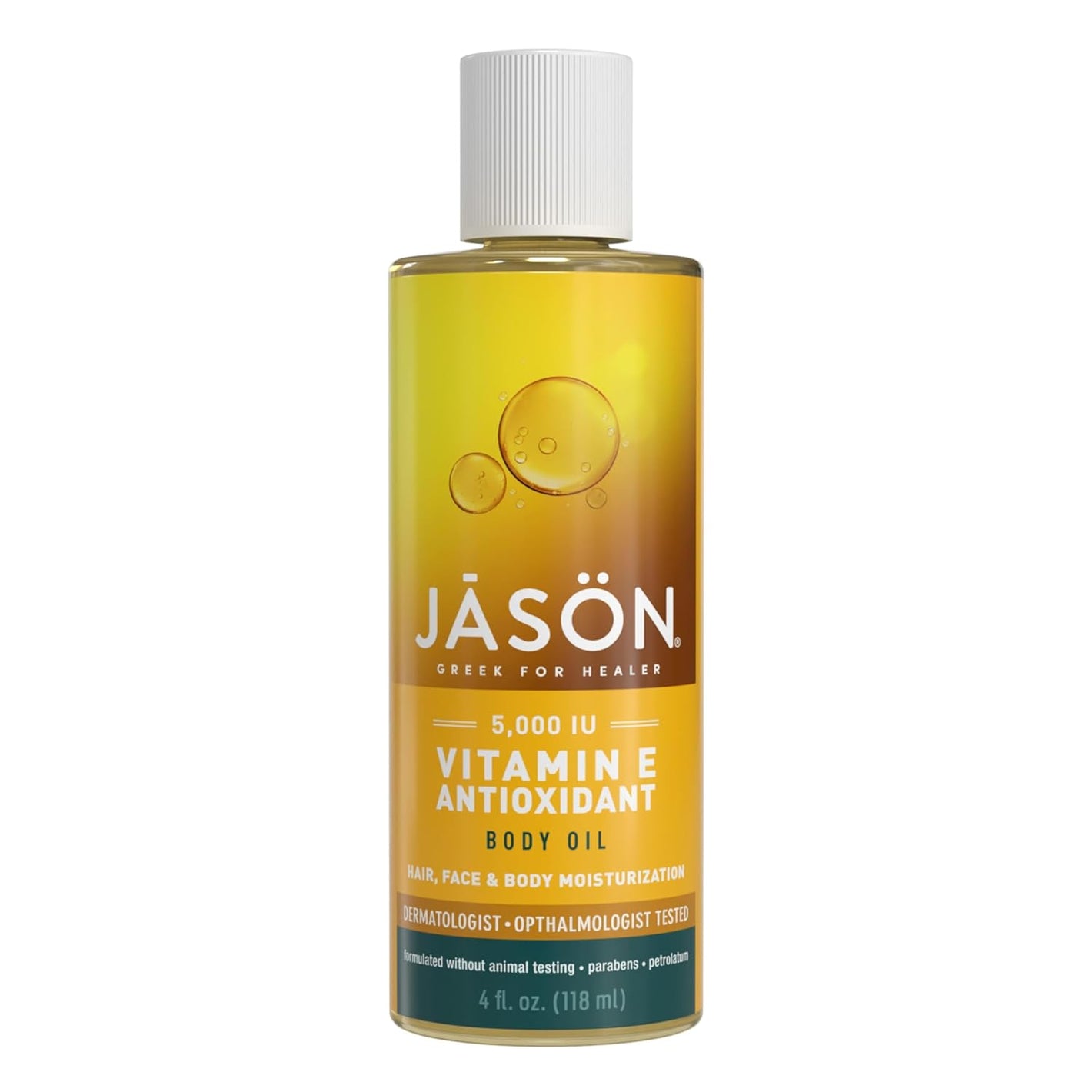 JASON Vitamin E 5,000 IU Moisturizing Body Oil, For Hair, Face, and Body, 4 Fluid Ounces