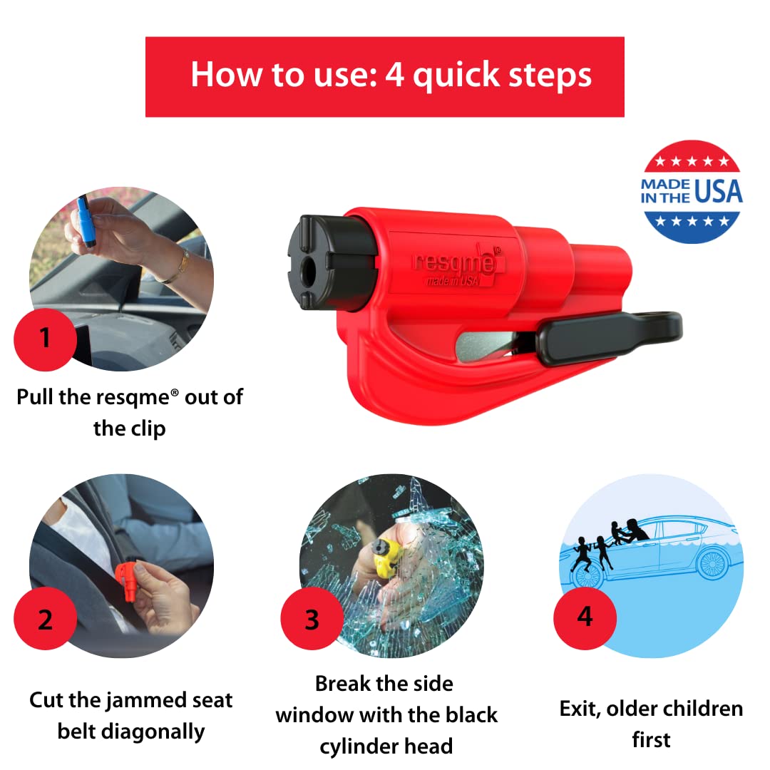 Buy now Resqme Pack of 2, The Original Emergency Keychain Car Escape Tool, 2-in-1 Seatbelt Cutter and Window Breaker, Made in USA, Orange at indiglob india