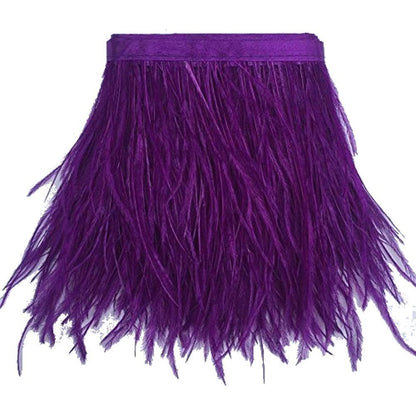 KOLIGHT Pack of 2 Yards Natural Dyed Ostrich Feathers Trim Fringe 4~5inch for DIY Dress Sewing Crafts Costumes Decoration (Lavender)