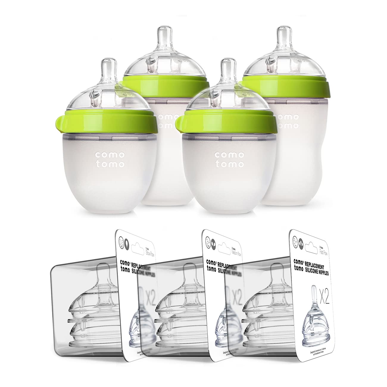 Buy now Comotomo Baby Bottle Bundle, Green, (7 Piece Set) at indiglob india