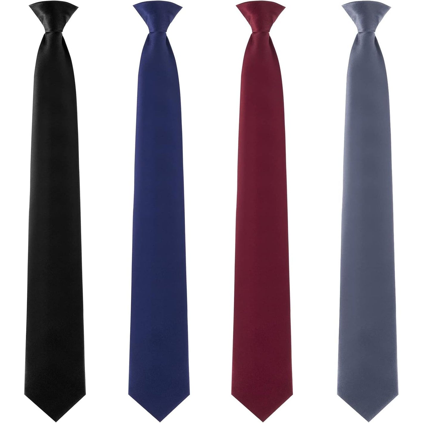 4 Pcs Men's Clip-on Ties Solid Color Men's Tie Pre Tied Clip on Ties for Man Clip on Necktie Button Ties