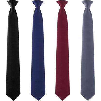 4 Pcs Men's Clip-on Ties Solid Color Men's Tie Pre Tied Clip on Ties for Man Clip on Necktie Button Ties