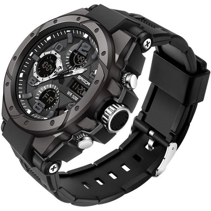 AIMES Mens Watches Sports Outdoor Waterproof Military Watch for Men Tactical Watch Analog Digital Date Alarm Stopwatch Multi-Function Tactics Big Face Wristwatch for Men