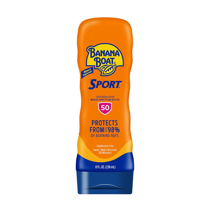 Banana Boat Sport Ultra SPF 50 Sunscreen Lotion, 8oz | Banana Boat Sunscreen SPF 50 Lotion, Oxybenzone Free, Sunblock, Water Resistant, 8oz