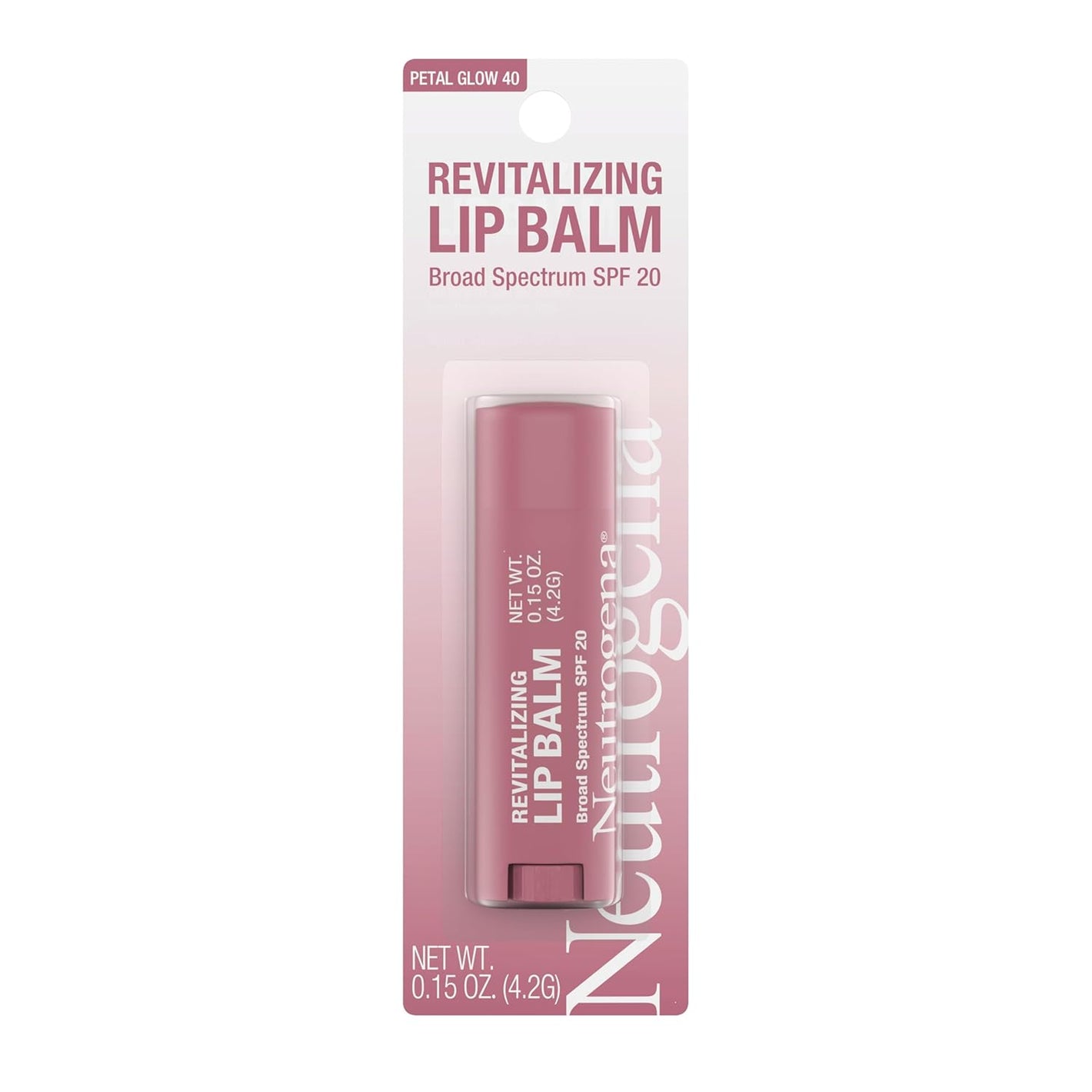 Neutrogena Revitalizing Tinted Lip Balm Broad Spectrum SPF 20 Sunscreen, Moisturizing Lip Balm with a Sheer Tint for Softer, Smoother, Healthier-Looking Lips, Sheer Petal Glow 40, .15 oz