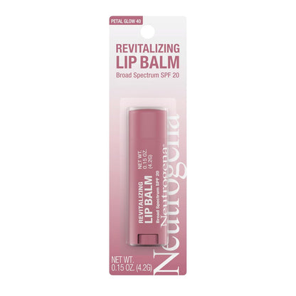 Neutrogena Revitalizing Tinted Lip Balm Broad Spectrum SPF 20 Sunscreen, Moisturizing Lip Balm with a Sheer Tint for Softer, Smoother, Healthier-Looking Lips, Sheer Petal Glow 40, .15 oz
