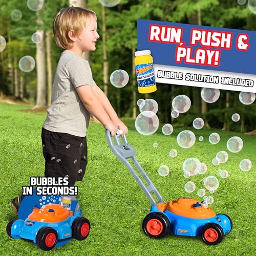 Buy now Hot Wheelsƒ?› Bubble Lawn Mower for Toddlers, Bubble Blowing Machines, Indoor/Outdoor Gardening Toy, Birthday Gift for Prechool Girls and Boys, No Batteries Required, Includes Bubble Solution, 2+ at indiglob india