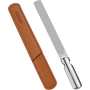 ZIZZON Professional Stainless Steel Nail Files Double Sided for Women and Men, Heavy Duty Reusable Manicure Filer for Natural Nails, Great for Home Salon or Travel Use