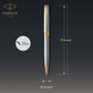 PARKER Sonnet Ballpoint Pen, Stainless Steel with Gold Trim, Medium Point Black Ink (1931507)