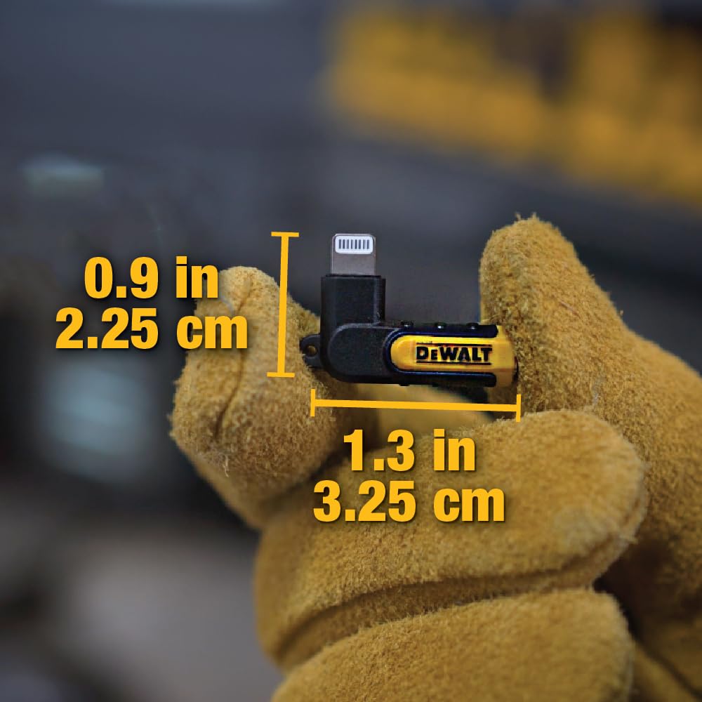 Buy now DEWALT Heavy Duty 3.5mm to Lightning Adapter, 90Degree L Connector Female to 3.5mm Male Headphone Jack Adapter for iPhone, Compatible Lightning to 3.5 mm Headphone Jack Adapters, Adapts Legacy Devices at indiglob india