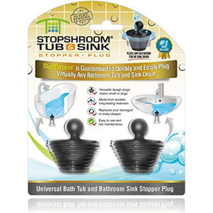 Buy now StopShroom Tub 2 Pack Universal Stopper for Bathtub and Bathroom Sink Drains, Black Plug 2pk, 2 Count at indiglob india